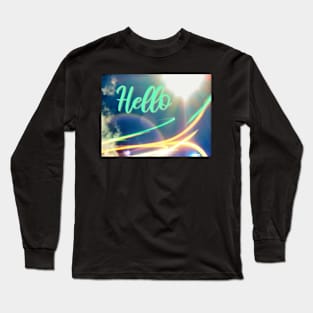 Hello in Light trail and Sky Long Sleeve T-Shirt